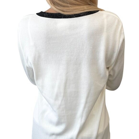 CHANEL Vintage 96P CC Mark Logo Cardigan Knit Button #46 White Black [106347] - Picture 4 of 12